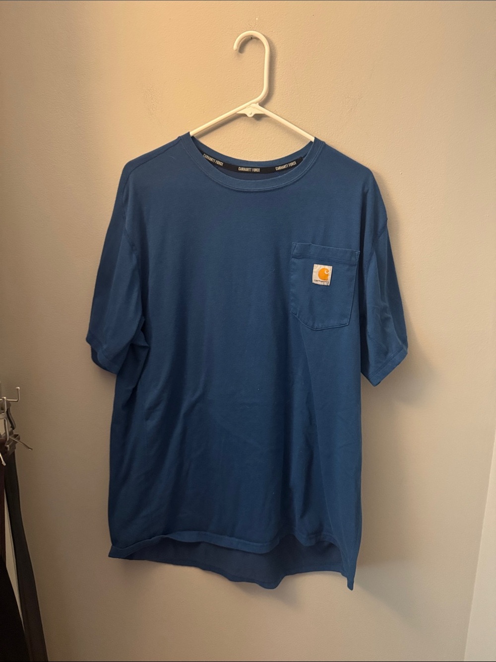 Carhartt Men’s Slate Blue Pocket Tee with Logo Patch